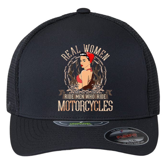 Sexy Real Chick Ride Motorcycles Gift Biker Babe Chick Flexfit Unipanel Trucker Cap