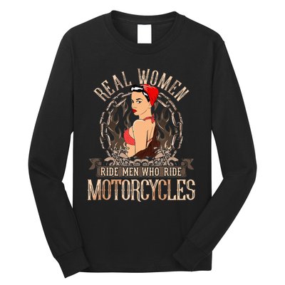 Sexy Real Chick Ride Motorcycles Gift Biker Babe Chick Long Sleeve Shirt