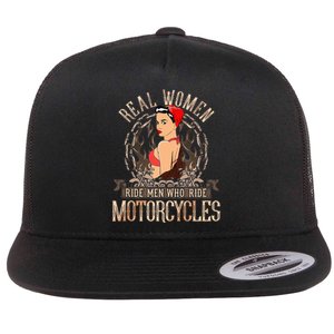 Sexy Real Chick Ride Motorcycles Gift Biker Babe Chick Flat Bill Trucker Hat