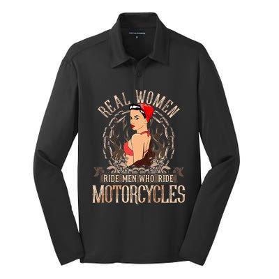 Sexy Real Chick Ride Motorcycles Gift Biker Babe Chick Silk Touch Performance Long Sleeve Polo