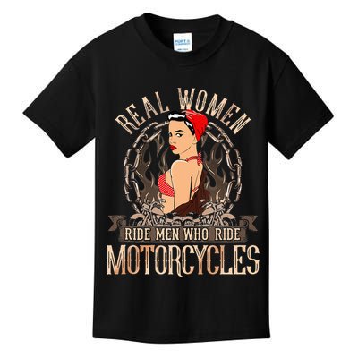 Sexy Real Chick Ride Motorcycles Gift Biker Babe Chick Kids T-Shirt