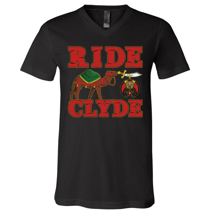 Shriner Ride Clyde Nobles Mystic Aaonms Mason Parents' Day V-Neck T-Shirt