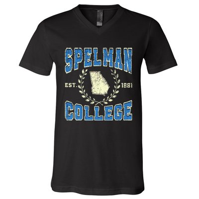 Spelman Retro College University Athletic V-Neck T-Shirt