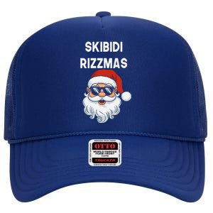 Skibid.I Rizzmas Christmas Santa Claus Merry Rizz Mas Sigmas High Crown Mesh Back Trucker Hat