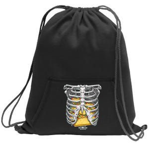 Skeleton Rib Cage Halloween Taco Skeleton Sweatshirt Cinch Pack Bag