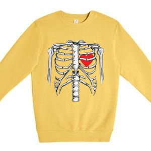 Skeleton Rib Cage Heart Xray Halloween Easy Costume Premium Crewneck Sweatshirt