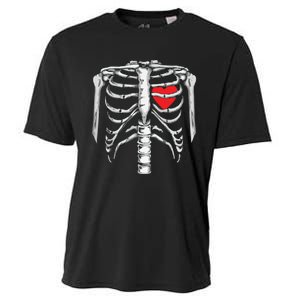 Skeleton Rib Cage Heart Xray Halloween Easy Costume Cooling Performance Crew T-Shirt