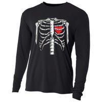 Skeleton Rib Cage Heart Xray Halloween Easy Costume Cooling Performance Long Sleeve Crew