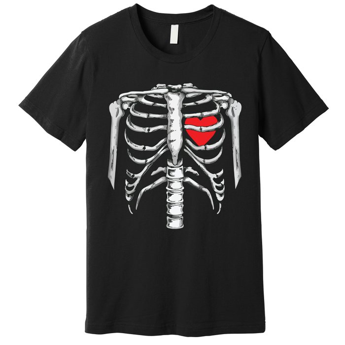 Skeleton Rib Cage Heart Xray Halloween Easy Costume Premium T-Shirt