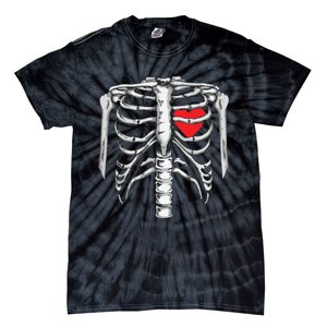 Skeleton Rib Cage Heart Xray Halloween Easy Costume Tie-Dye T-Shirt