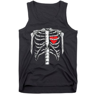 Skeleton Rib Cage Heart Xray Halloween Easy Costume Tank Top