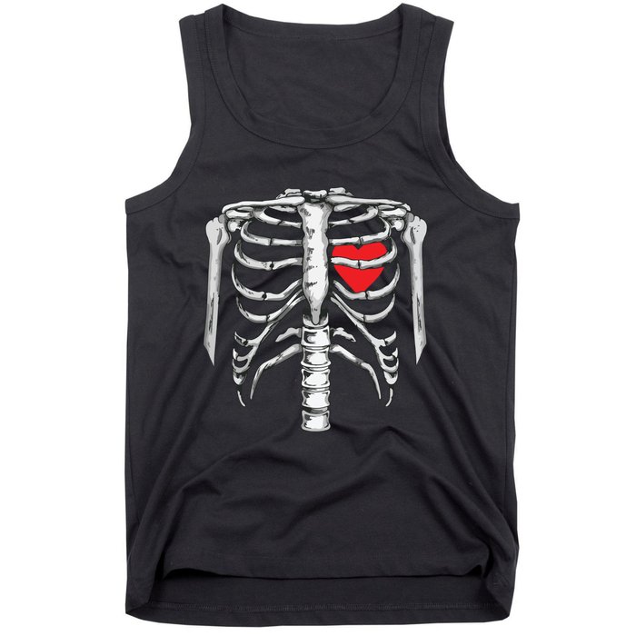 Skeleton Rib Cage Heart Xray Halloween Easy Costume Tank Top