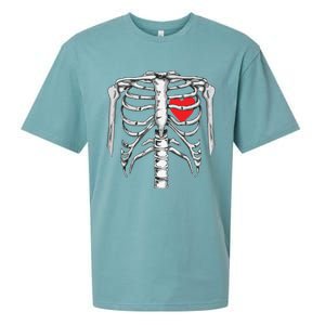 Skeleton Rib Cage Heart Xray Halloween Easy Costume Sueded Cloud Jersey T-Shirt