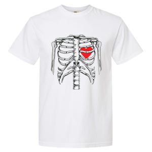 Skeleton Rib Cage Heart Xray Halloween Easy Costume Garment-Dyed Heavyweight T-Shirt