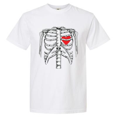 Skeleton Rib Cage Heart Xray Halloween Easy Costume Garment-Dyed Heavyweight T-Shirt