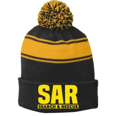 Search Rescue Crew SAR Emergency Response Team Stripe Pom Pom Beanie