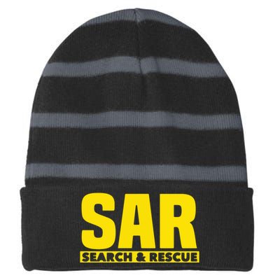 Search Rescue Crew SAR Emergency Response Team Striped Beanie with Solid Band