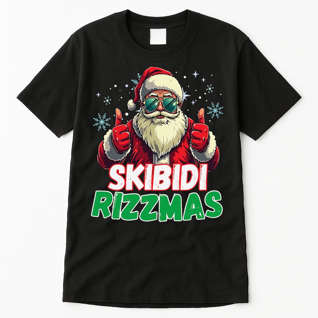 Skibid.I Rizzmas Christmas Rizz Santa Claus Charisma Tall T-Shirt