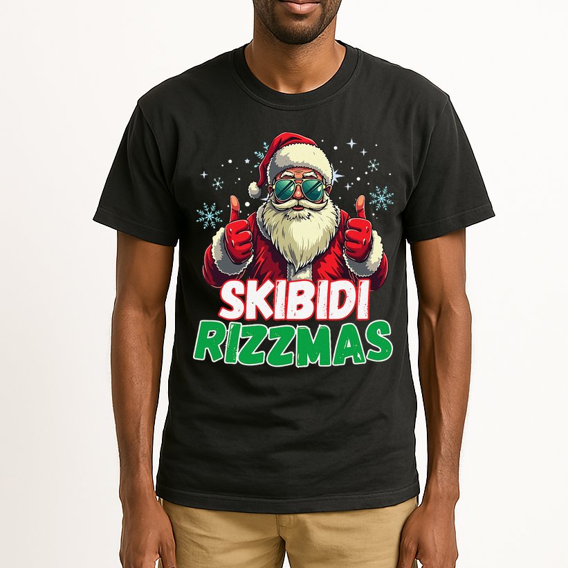 Skibid.I Rizzmas Christmas Rizz Santa Claus Charisma Tall T-Shirt