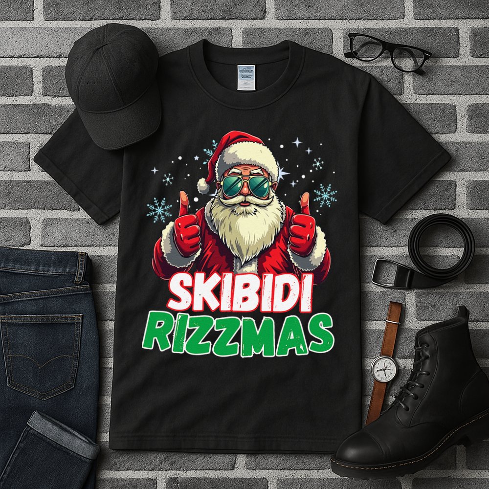 Skibid.I Rizzmas Christmas Rizz Santa Claus Charisma Tall T-Shirt