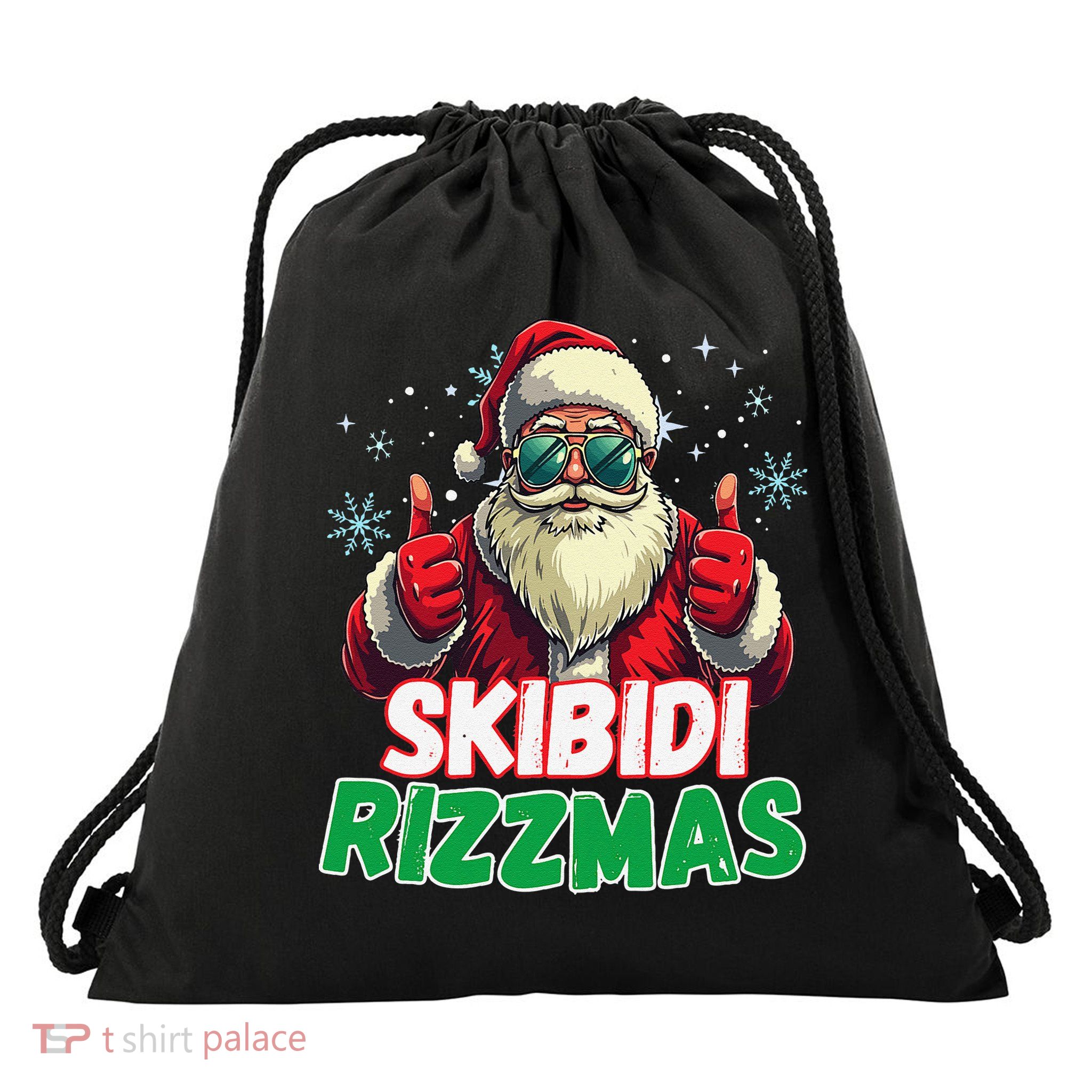 Skibid.I Rizzmas Christmas Rizz Santa Claus Charisma Drawstring Bag