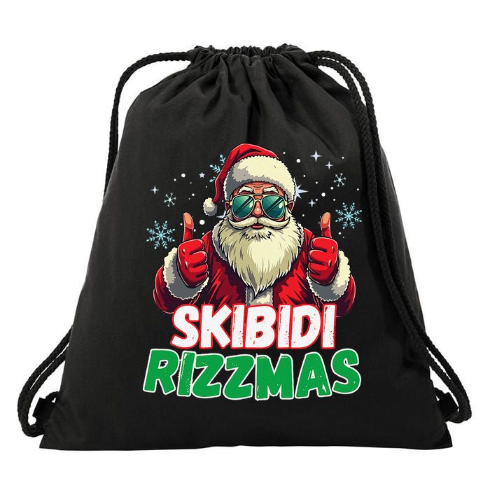 Skibid.I Rizzmas Christmas Rizz Santa Claus Charisma Drawstring Bag
