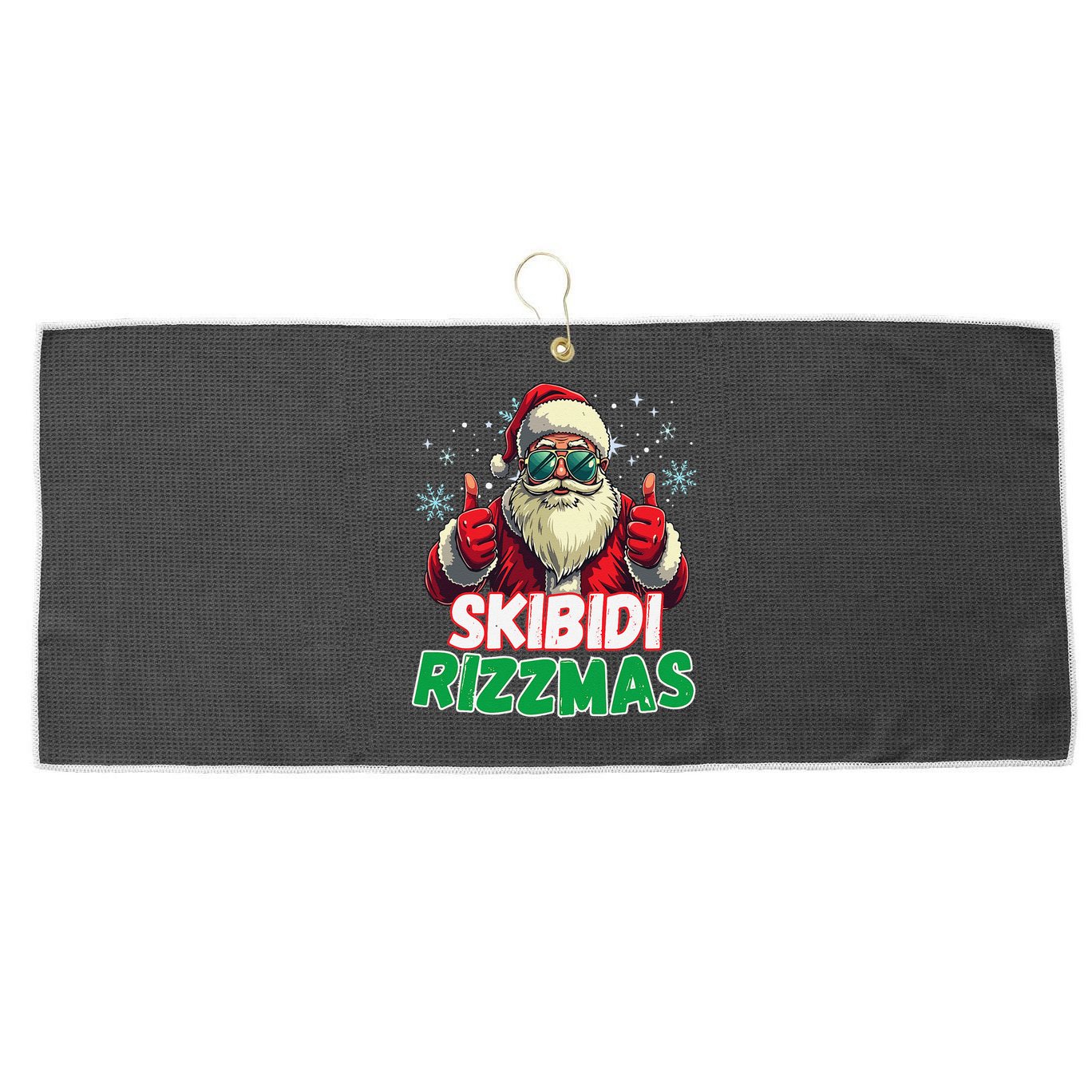 Skibid.I Rizzmas Christmas Rizz Santa Claus Charisma Large Microfiber Waffle Golf Towel