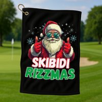 Skibid.I Rizzmas Christmas Rizz Santa Claus Charisma Golf Towel