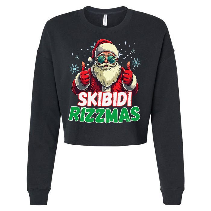 Skibid.I Rizzmas Christmas Rizz Santa Claus Charisma Cropped Pullover Crew
