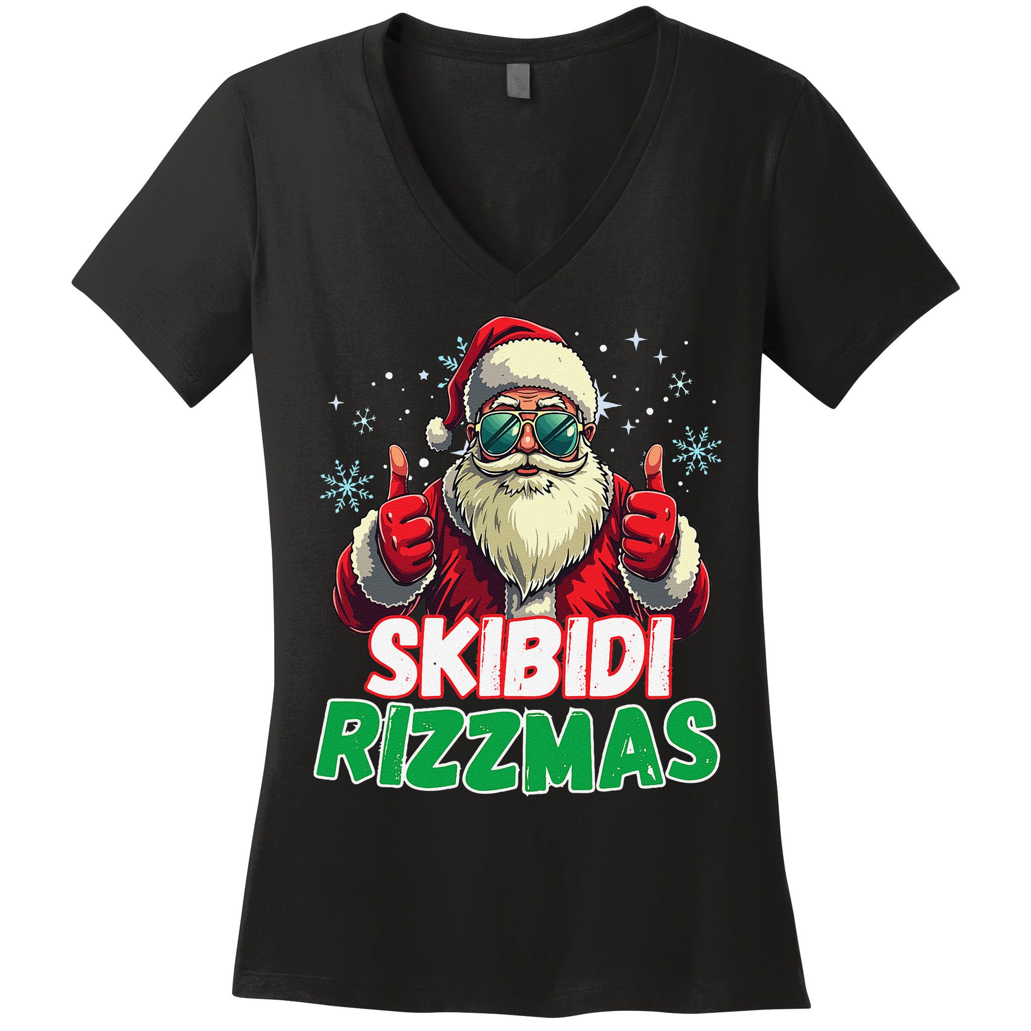 Skibid.I Rizzmas Christmas Rizz Santa Claus Charisma Women's V-Neck T-Shirt
