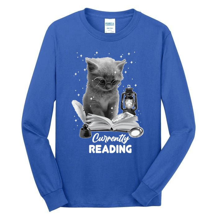 Summer Reading Currently Reading Cat Reading A Book Bookish Cool Gift Tall Long Sleeve T-Shirt