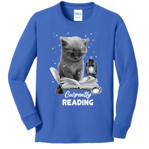 Summer Reading Currently Reading Cat Reading A Book Bookish Cool Gift Kids Long Sleeve Shirt