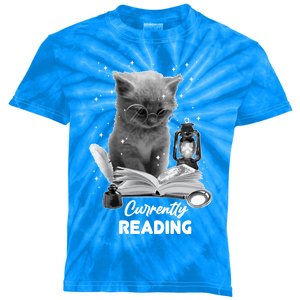 Summer Reading Currently Reading Cat Reading A Book Bookish Cool Gift Kids Tie-Dye T-Shirt