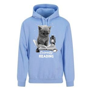 Summer Reading Currently Reading Cat Reading A Book Bookish Cool Gift Unisex Surf Hoodie