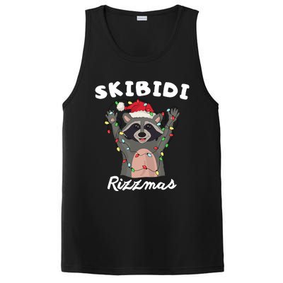 Ski.Bidi Rizz.Mas Christmas Raccoon With Santa Hat Funny Xmas PosiCharge Competitor Tank