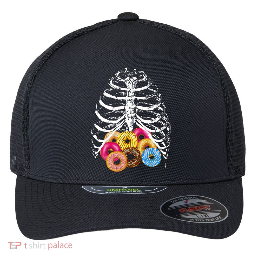 Skeleton Rib Cage Donuts Flexfit Unipanel Trucker Cap