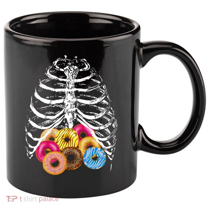 Skeleton Rib Cage Donuts 11oz C Handle Ceramic Mug