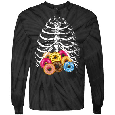 Skeleton Rib Cage Donuts Tie-Dye Long Sleeve Shirt