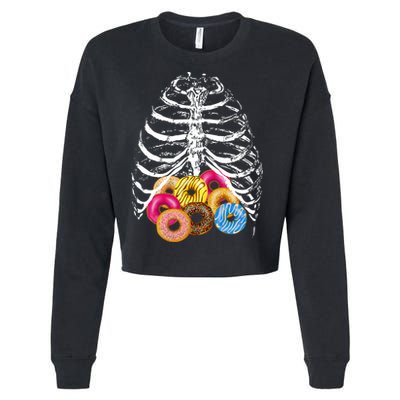 Skeleton Rib Cage Donuts Cropped Pullover Crew