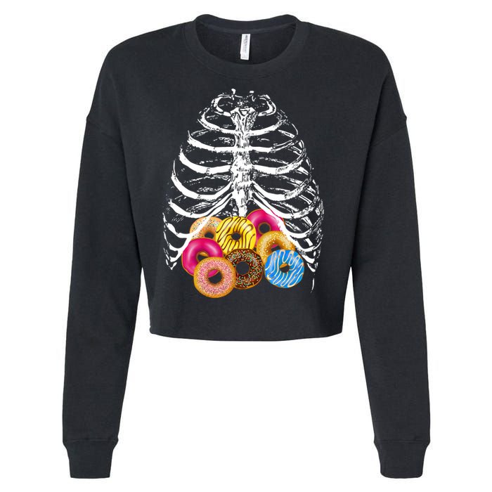 Skeleton Rib Cage Donuts Cropped Pullover Crew
