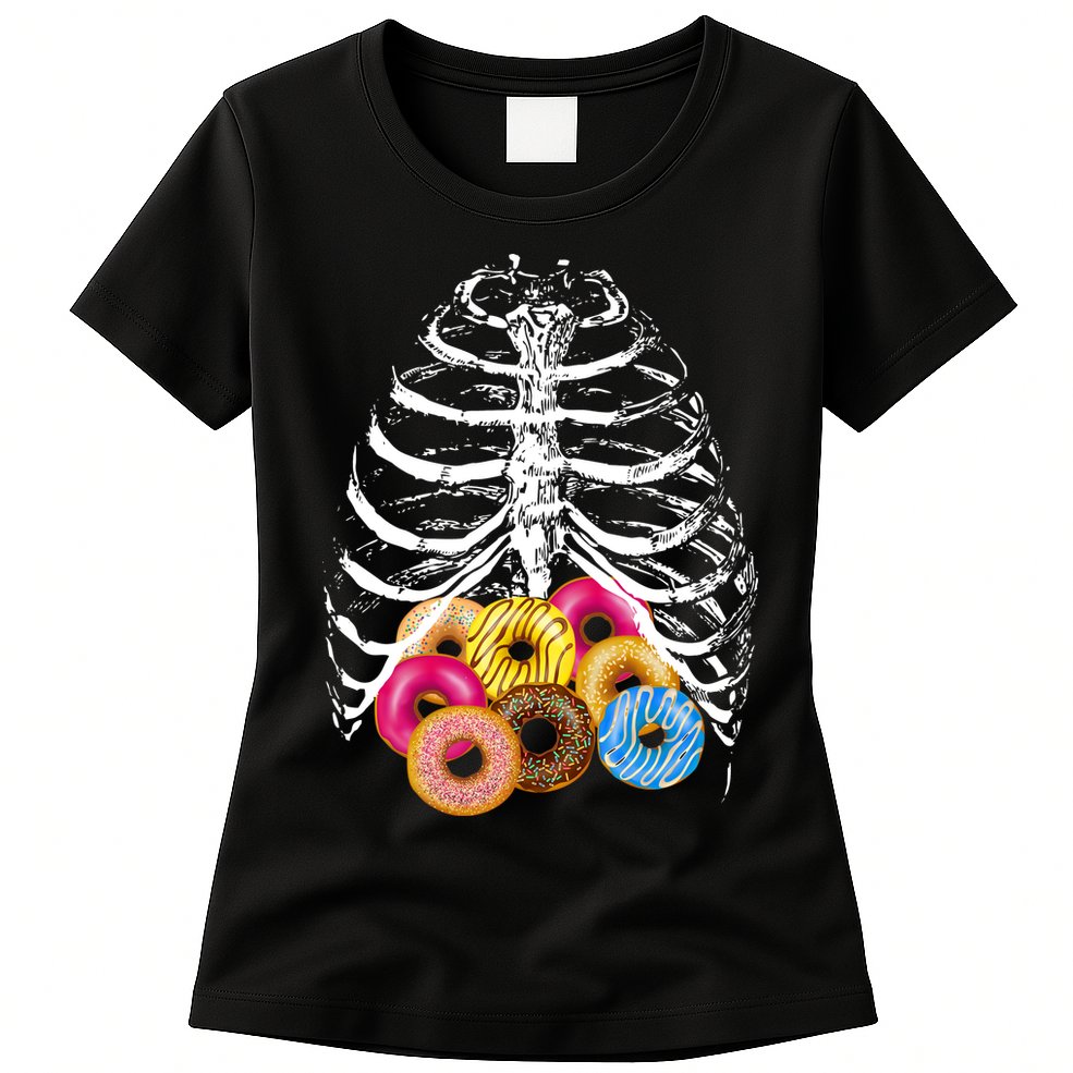 Skeleton Rib Cage Donuts Womens T-Shirt