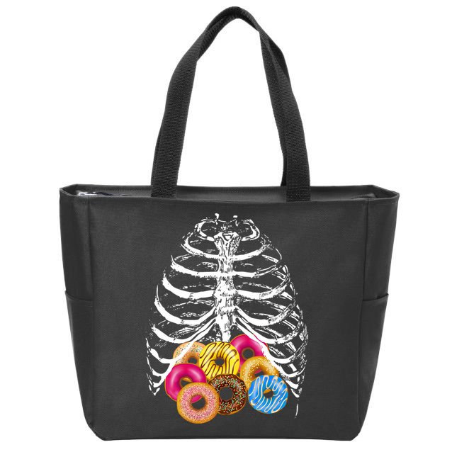 Skeleton Rib Cage Donuts Zip Tote Bag