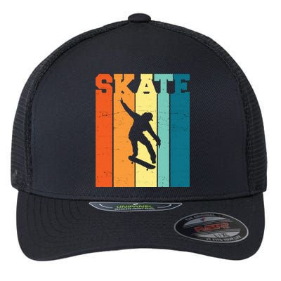 Skate Retro Colorful Sunset Flexfit Unipanel Trucker Cap