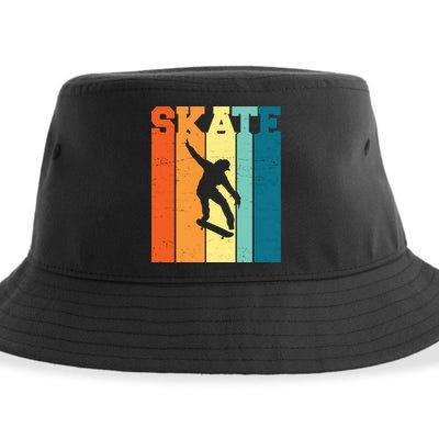 Skate Retro Colorful Sunset Sustainable Bucket Hat