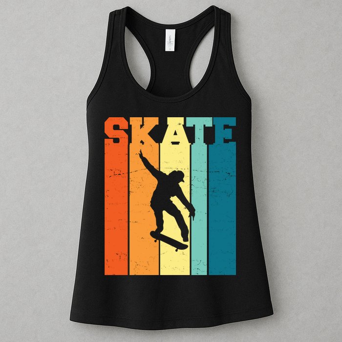 Skate Retro Colorful Sunset Womens Tank Top