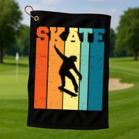 Skate Retro Colorful Sunset Golf Towel