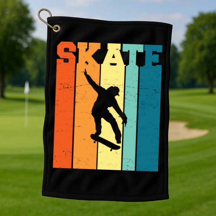 Skate Retro Colorful Sunset Golf Towel