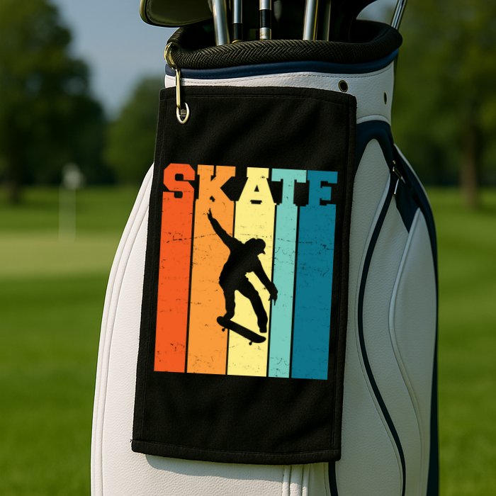 Skate Retro Colorful Sunset Golf Towel