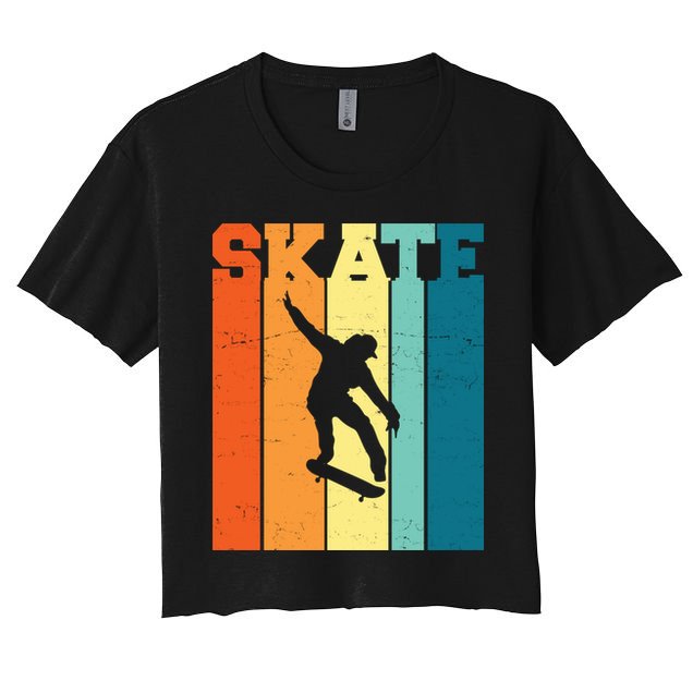Skate Retro Colorful Sunset Crop Top