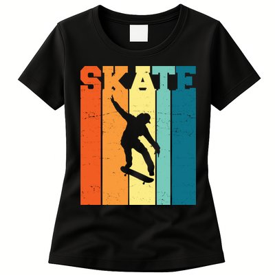 Skate Retro Colorful Sunset Womens T-Shirt